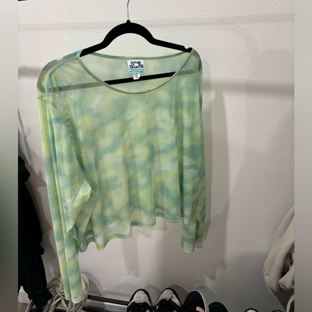 mesh long sleeve crop